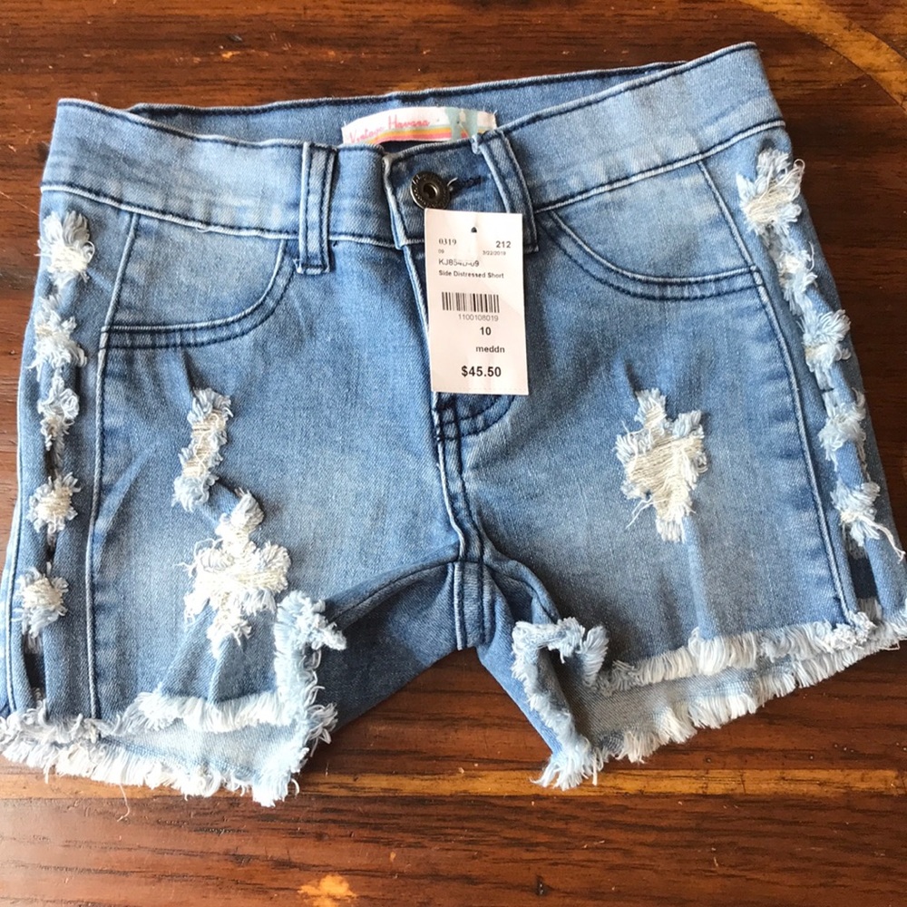 Girls distressed jean shorts